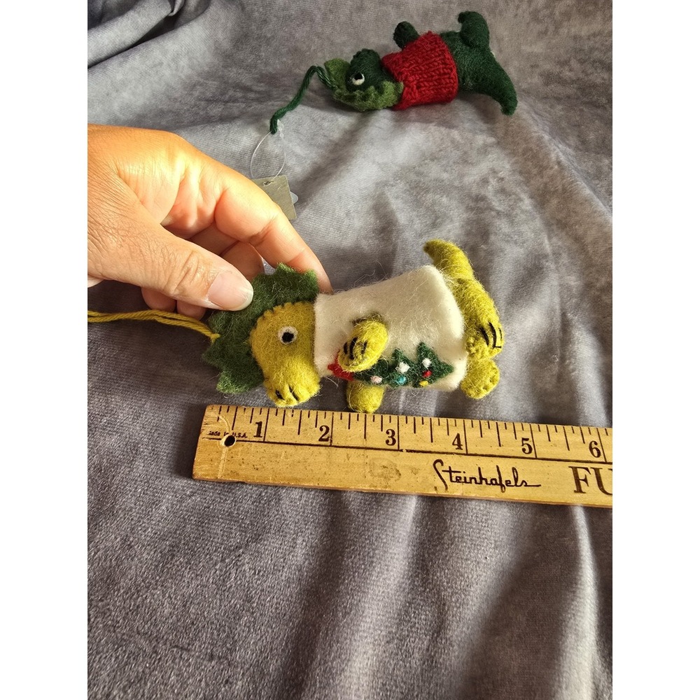 World Market Wool Dinosaur with Sweater Ornaments Set of 2 - Picture 15 of 15